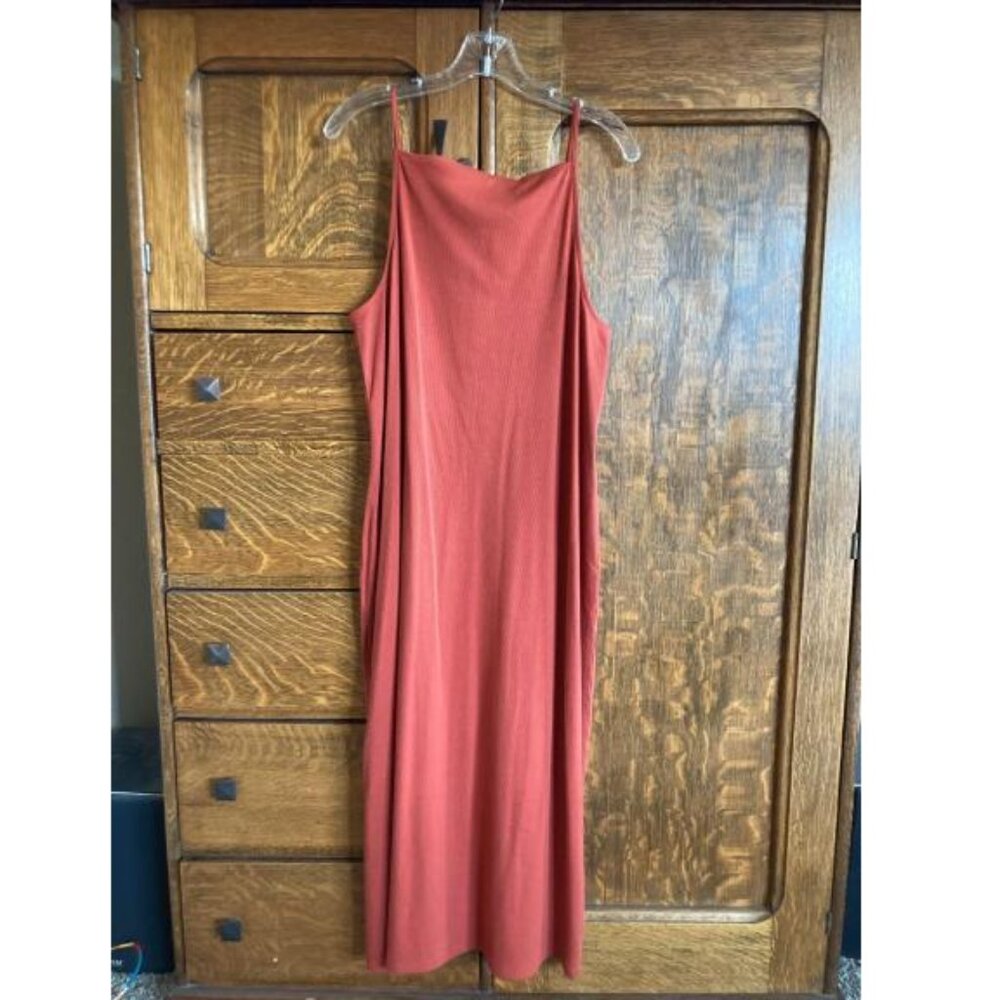 NWT Old Navy Sleeveless Rib-Knit Midi Tank Dress, XL, Bodycon, bronzed amber - Picture 3 of 3